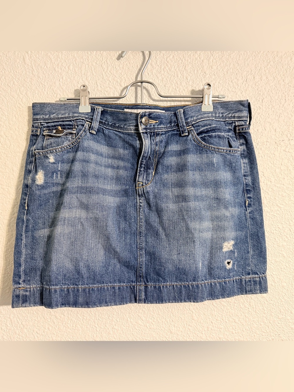 Old Navy Blue Denim Mini Skirt with Light Distress